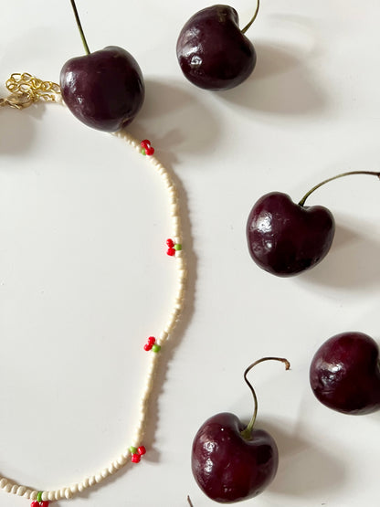 Cherry Bloom Necklace – Handmade Beaded Necklace